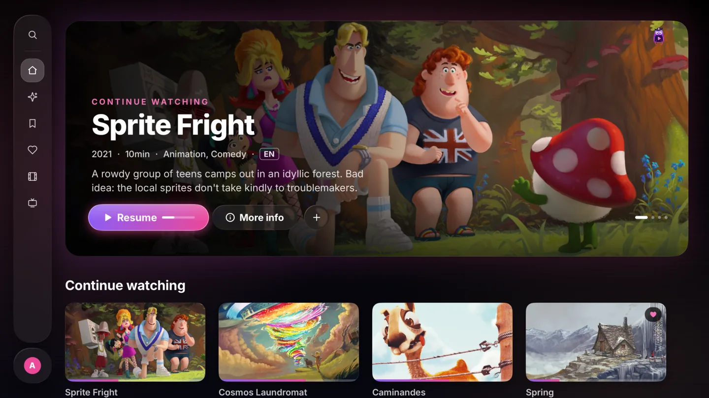 Tentacle TV home on Apple TV