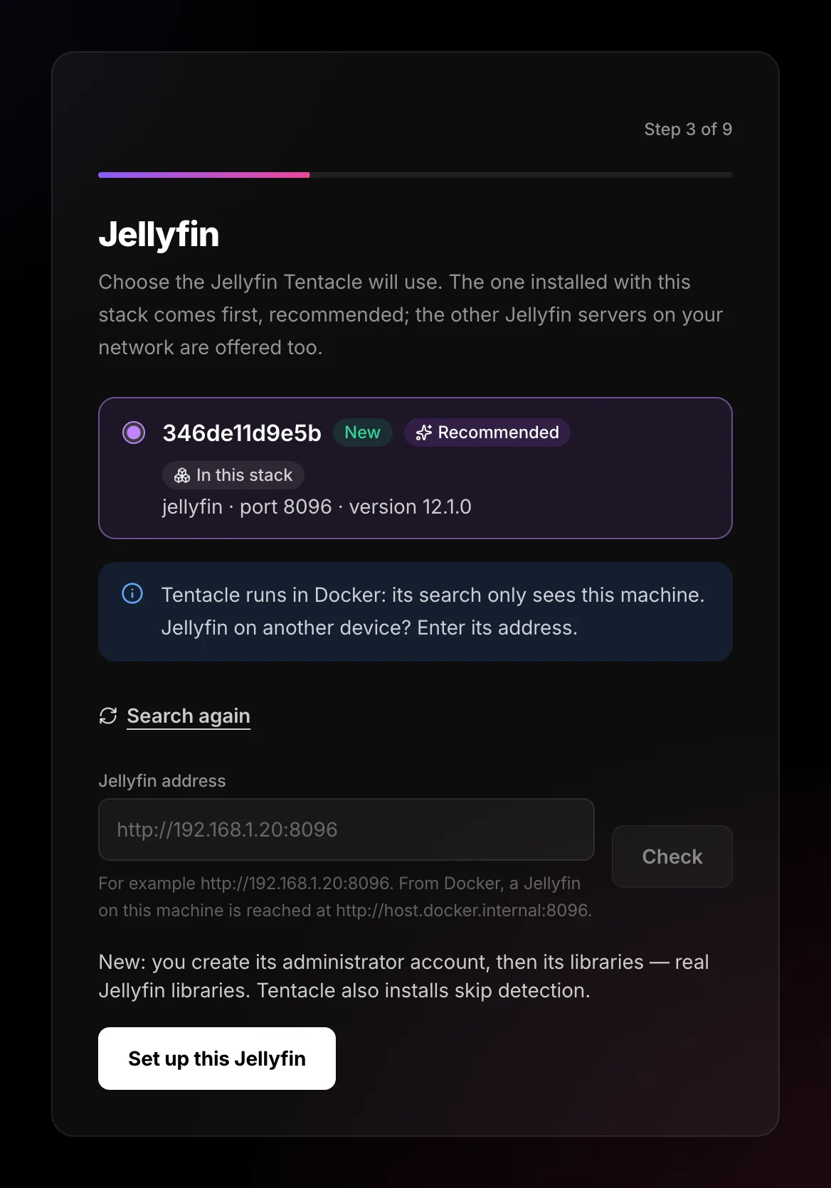 The field to type a Jellyfin address by hand