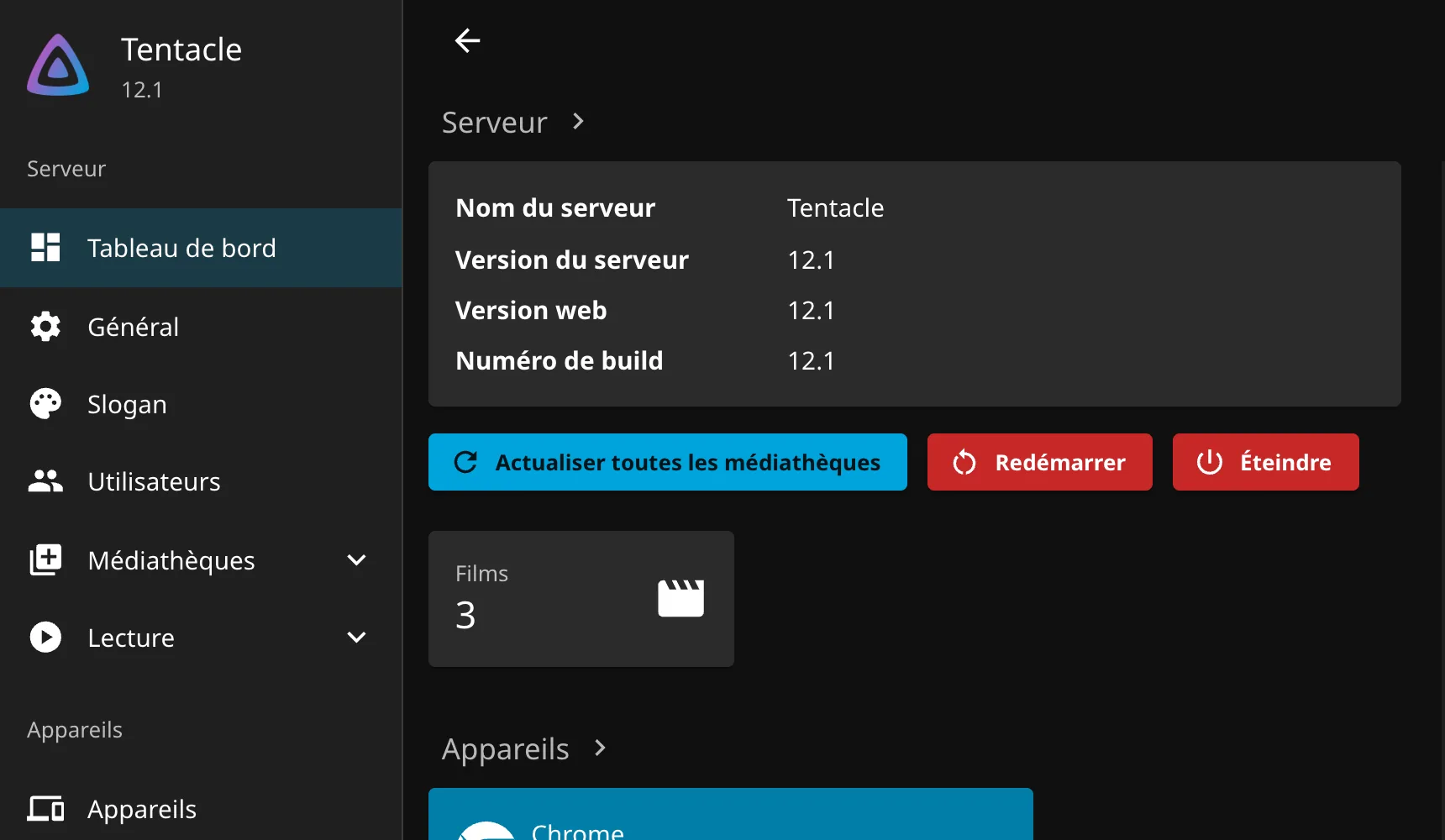 Jellyfin dashboard with the Scan All Libraries button