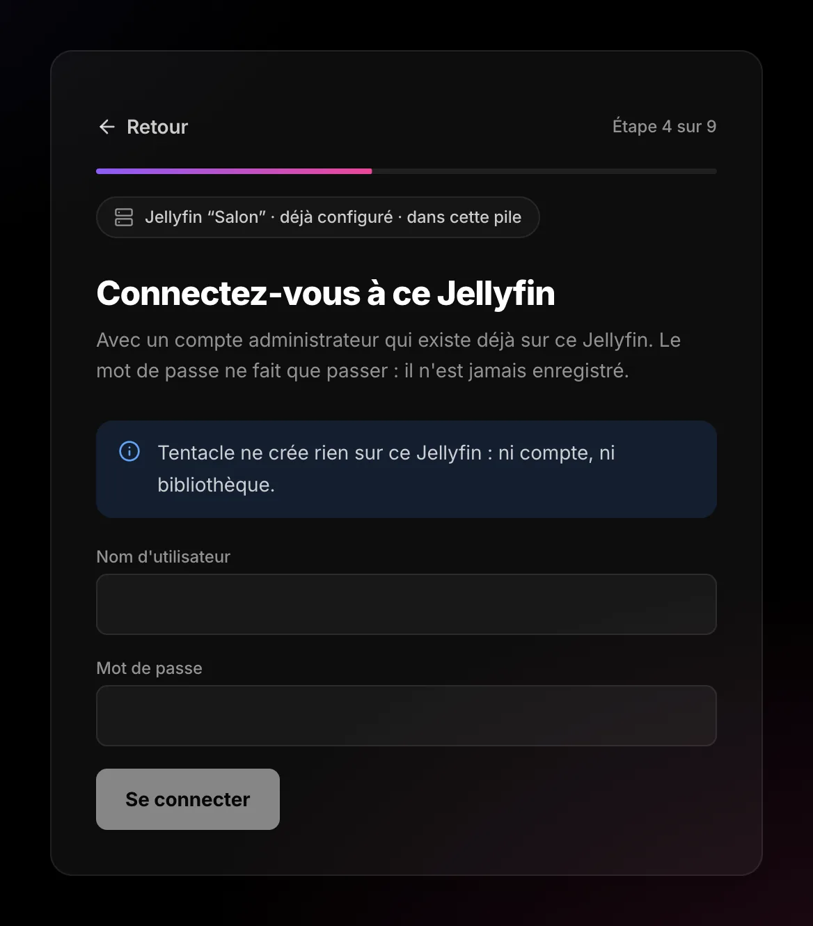 Sign-in screen for a Jellyfin already set up
