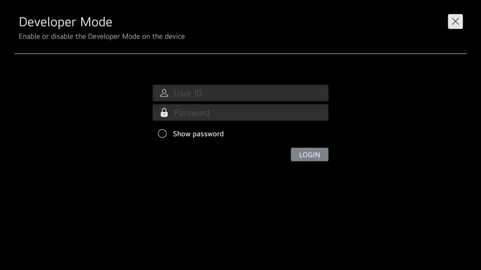 Developer Mode sign-in screen