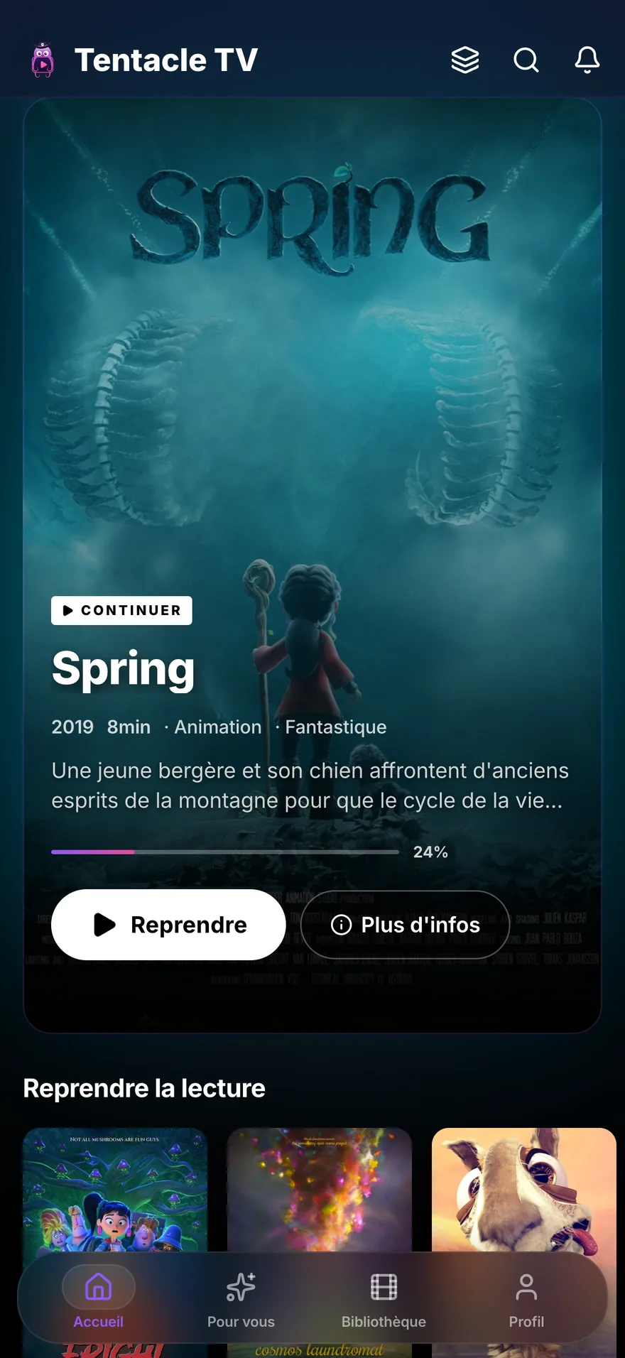 Tentacle TV on a phone