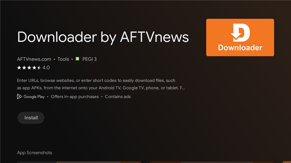 Downloader app on the Google Play Store